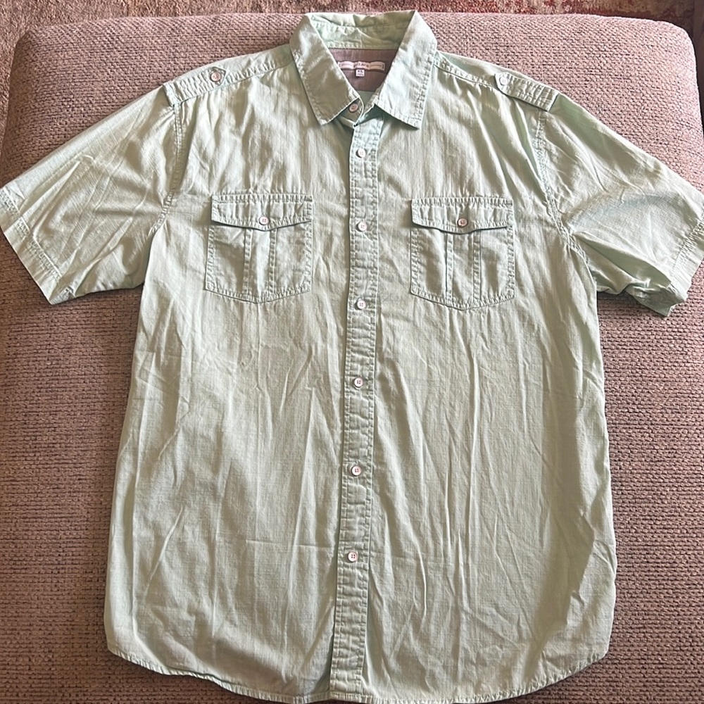 Mens Light Teal Blue Button Down XL Shirt